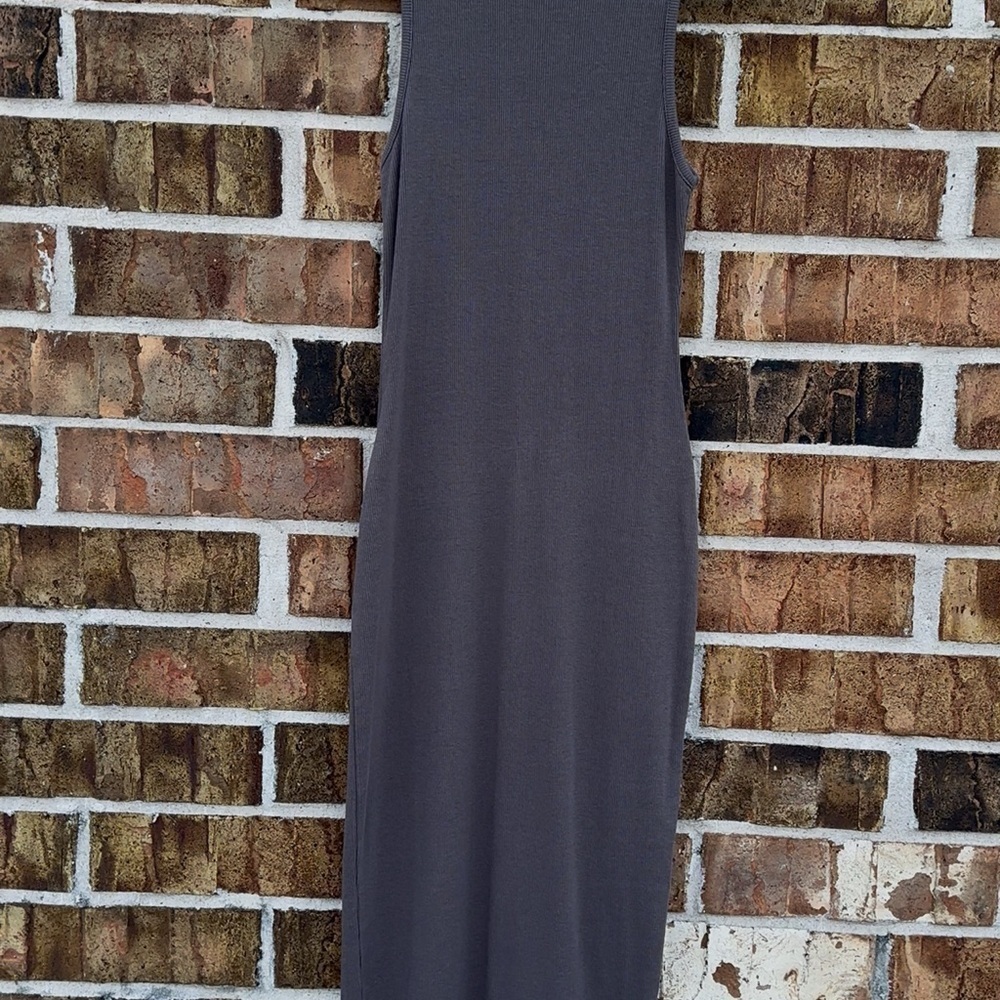 Zara Gray Sleeveless Halter Midi Dress